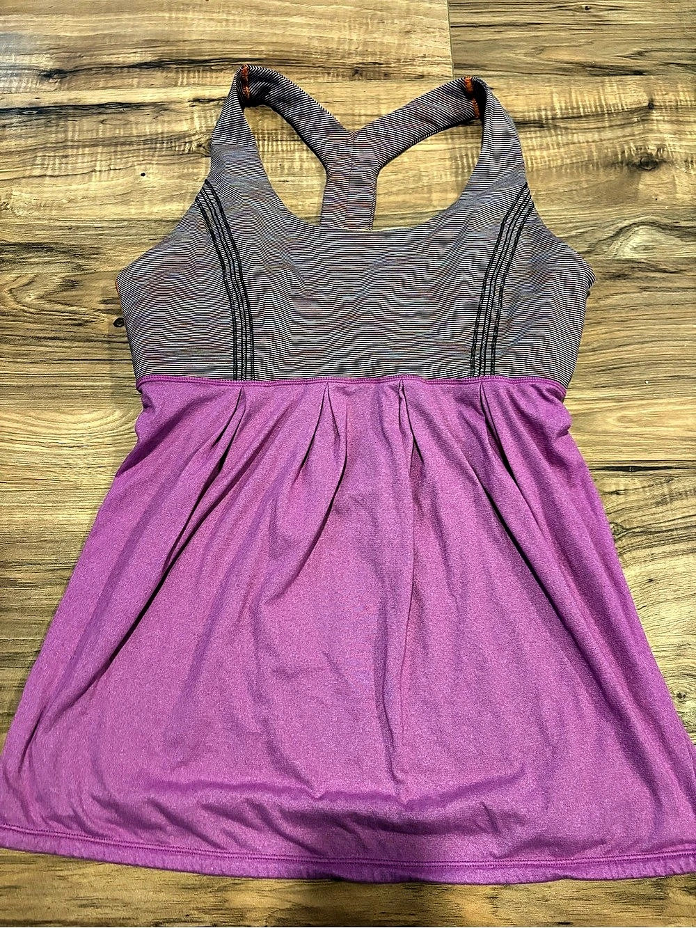 lululemon Love Tank *Pleated Striped Tank Purple & Black Size 8